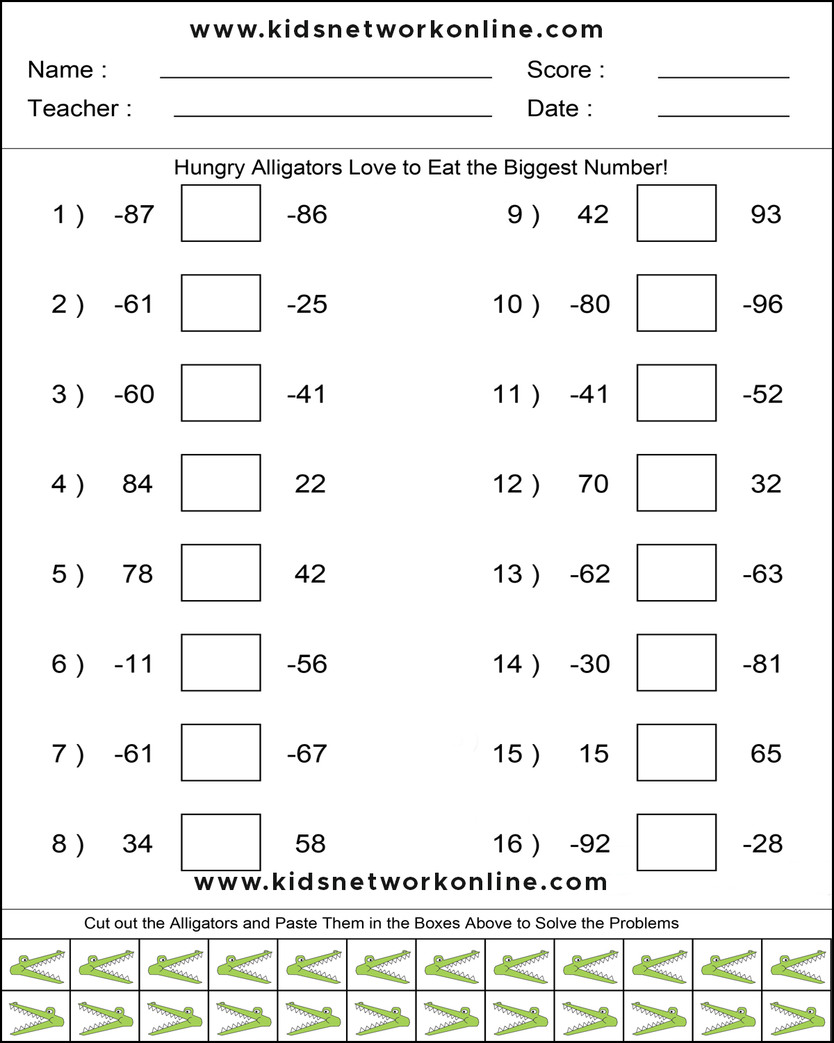 comparing integers worksheets-3